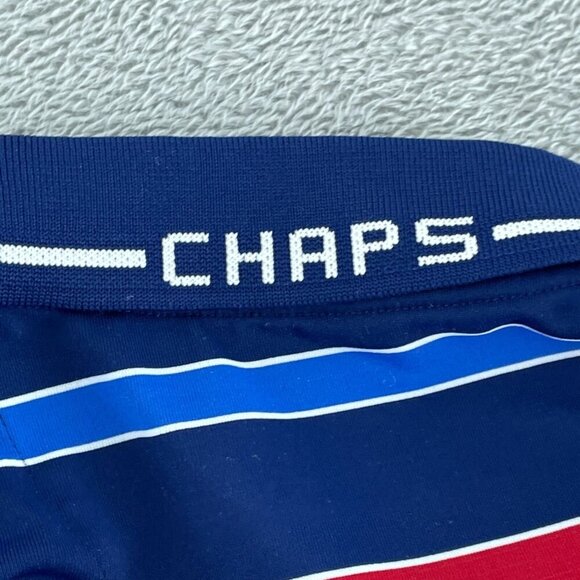 Chaps Golf Mens XL Polo Shirt Blue/Red/White Striped Short Sleeve 3556 - Picture 4 of 9